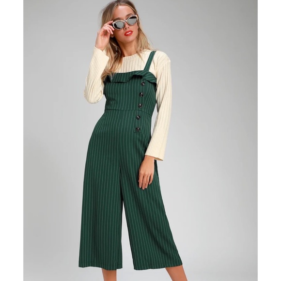 NWT Lulus Forest Green Culotte Jumpsuit - Picture 4 of 5